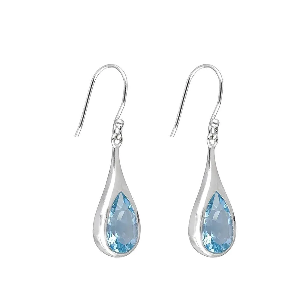 YS Gems Sterling Silver Blue Topaz Gemstone Earring - 0.43 x 1.42 sold by Zulily product image thumbnail 4