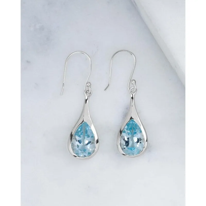 YS Gems Sterling Silver Blue Topaz Gemstone Earring - 0.43 x 1.42 sold by Zulily