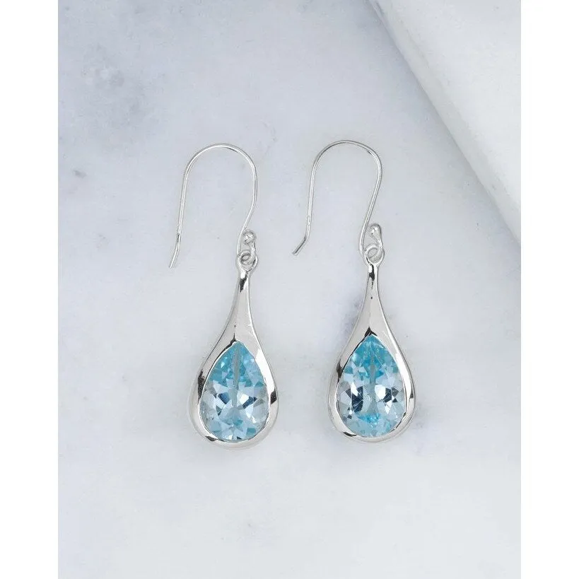 YS Gems Sterling Silver Blue Topaz Gemstone Earring - 0.43 x 1.42 sold by Zulily