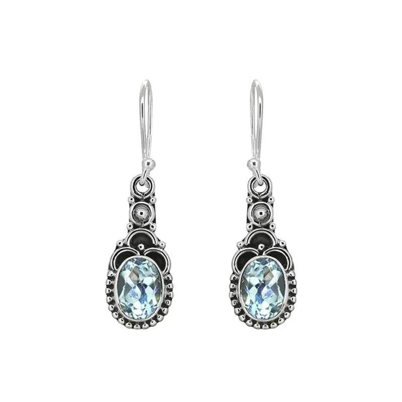 YS Gems Sterling Silver Blue Topaz Gemstone Dangle Earring - 0.35 x 1.34 sold by Zulily