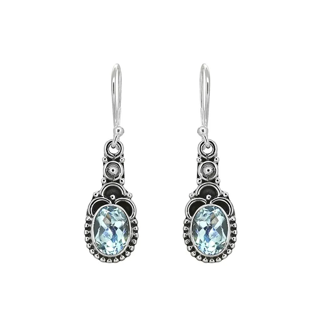YS Gems Sterling Silver Blue Topaz Gemstone Dangle Earring - 0.35 x 1.34 sold by Zulily