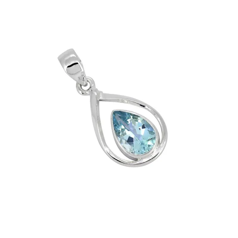 YS Gems Sterling Silver Blue Topaz Gemstone Pendant - 0.59 x 1.22 sold by Zulily
