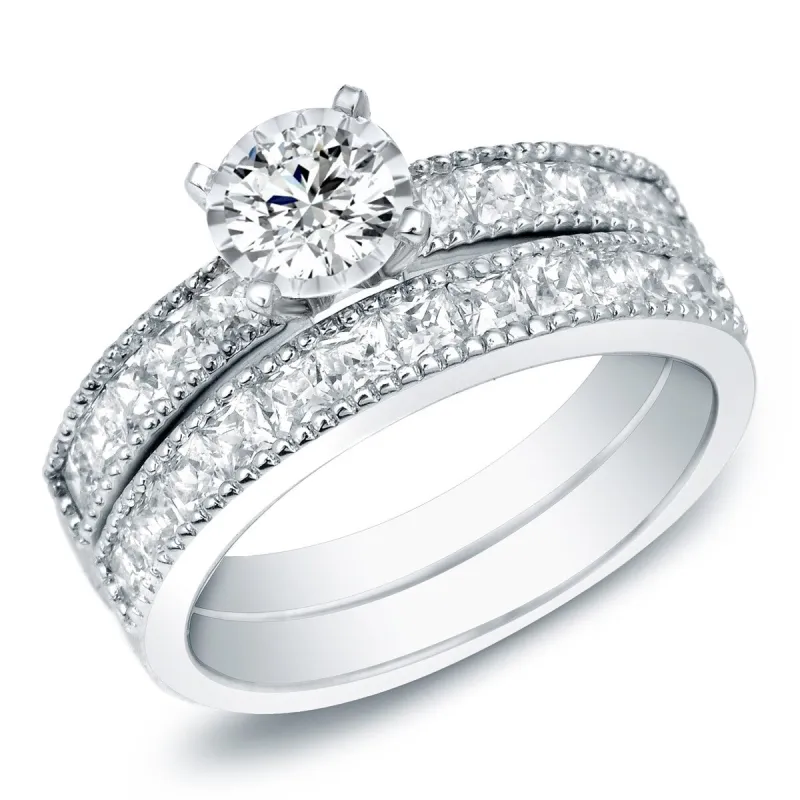Auriya 1 1/4ctw Round Diamond Engagement Ring Set 14k Gold Channel-set sold by Zulily