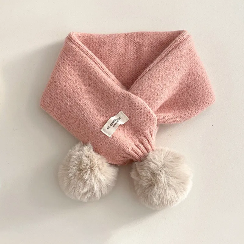 Light Pink Fur Ball Knitted Winter Warm Scarves sold by Zulily