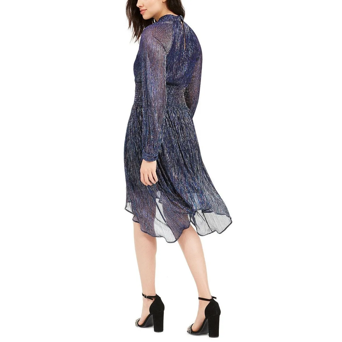 Foxiedox Women's Long Sleeve Mock Neck MIDI Party Fit Flare Dress Blue Size Small sold by Zulily product image thumbnail 2