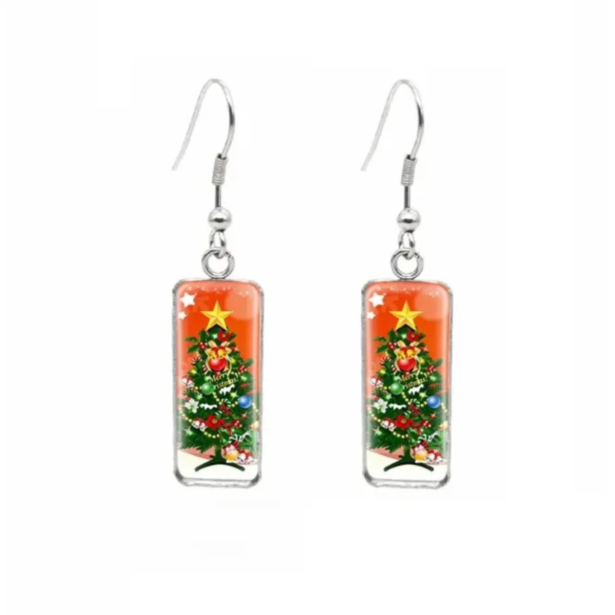 Cartoon Santa Stainless Steel Glass Dome Rectangular Drop Earrings sold by Zulily product image thumbnail 3