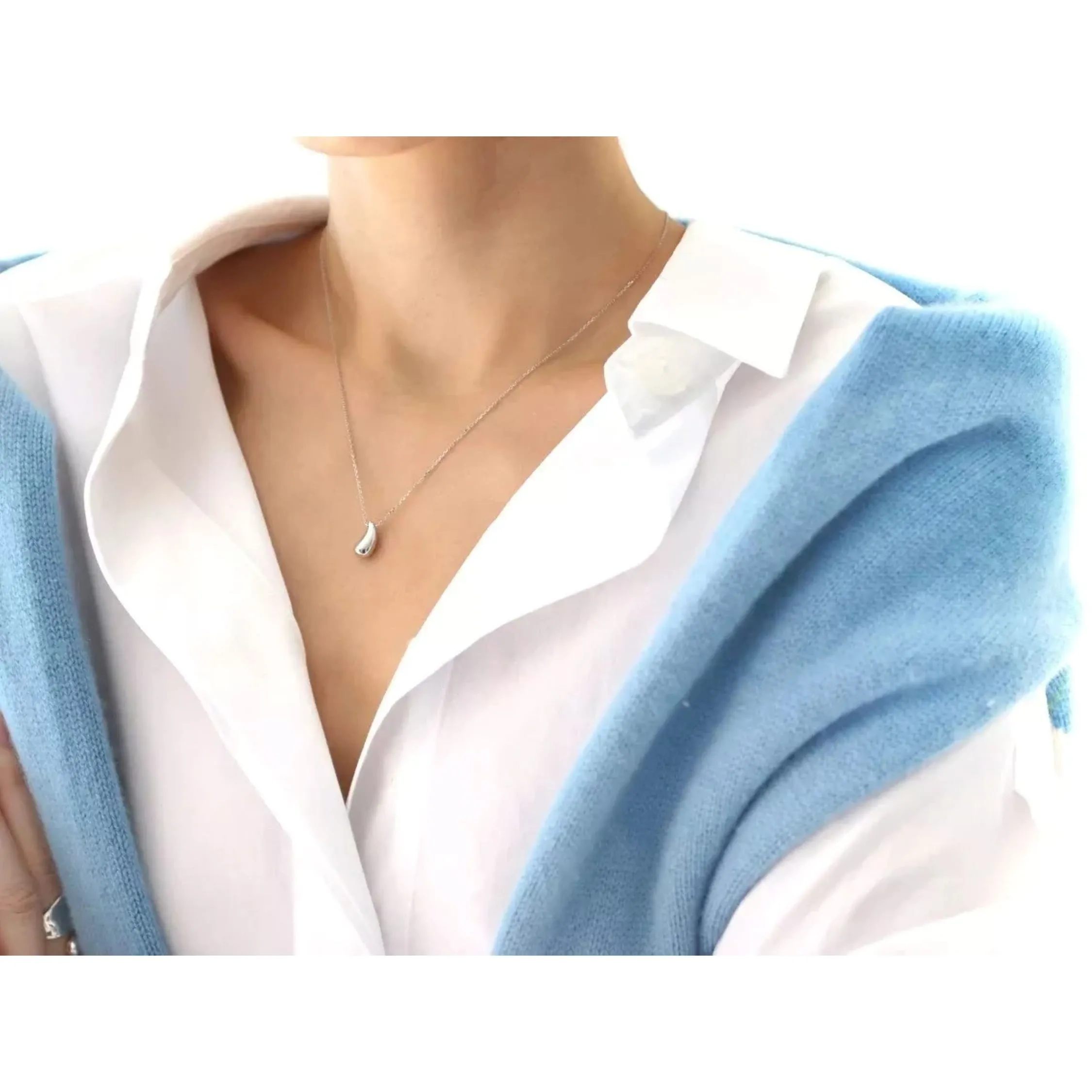 925 Sterling Silver Small Teardrop Pendant Necklace Chain 18 Inch sold by Zulily product image thumbnail 4