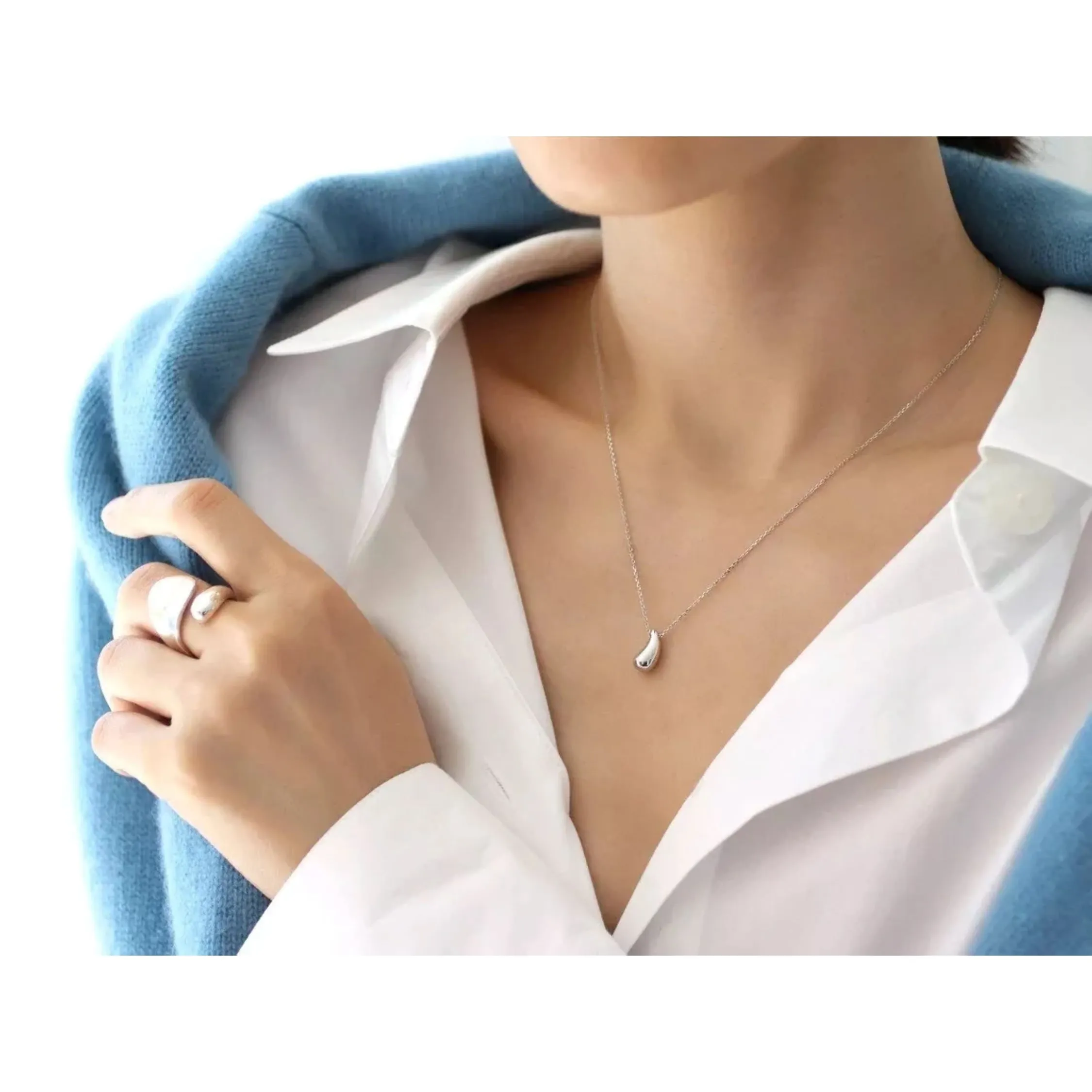 925 Sterling Silver Small Teardrop Pendant Necklace Chain 18 Inch sold by Zulily product image thumbnail 3