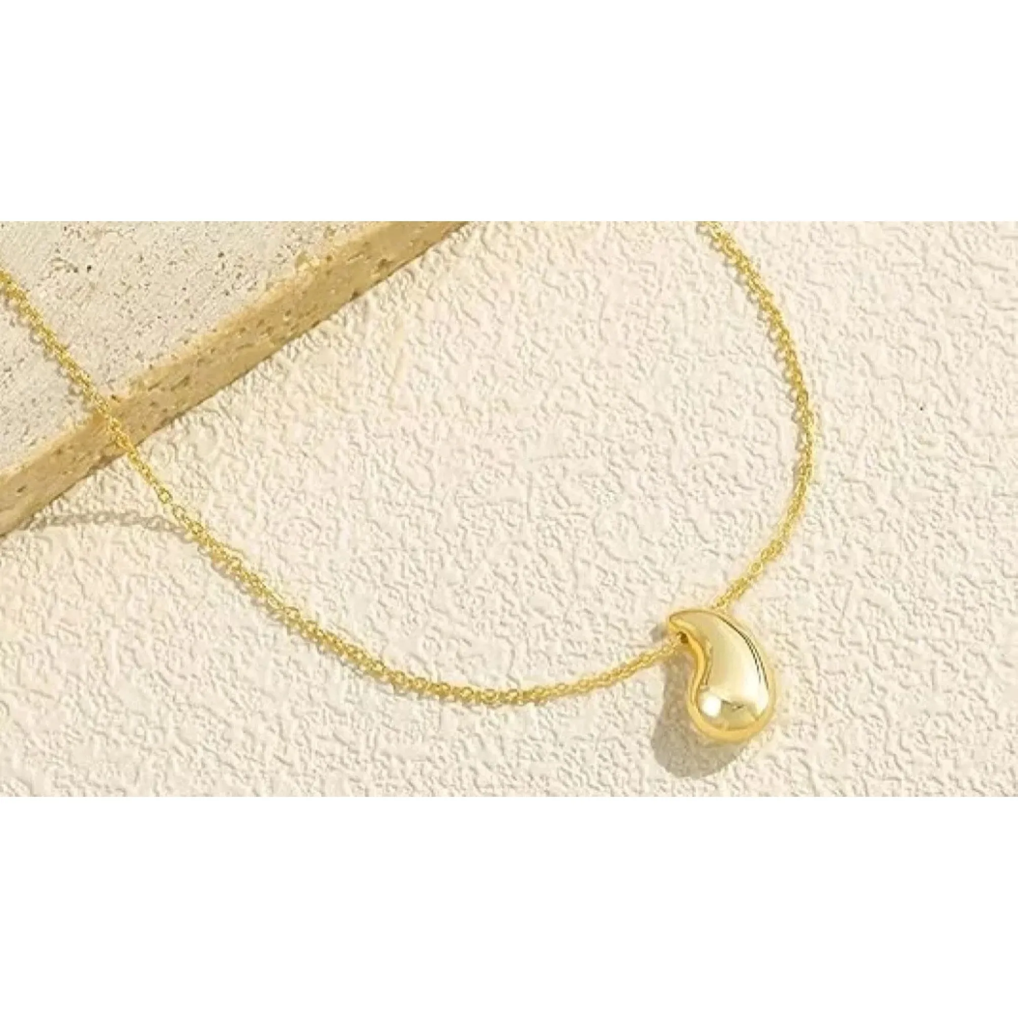 925 Sterling Silver Gold Small Teardrop Pendant Necklace Chain 18 Inch sold by Zulily product image thumbnail 2