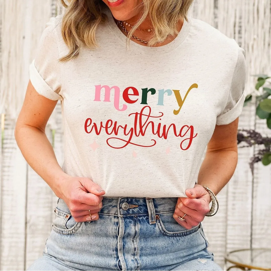 Merry Everything Colorful Short Sleeve Crewnneck Tee sold by Zulily