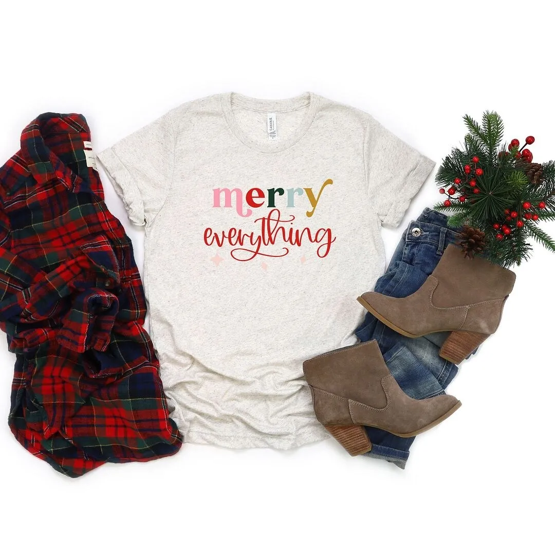 Merry Everything Colorful Short Sleeve Crewnneck Tee sold by Zulily product image thumbnail 3