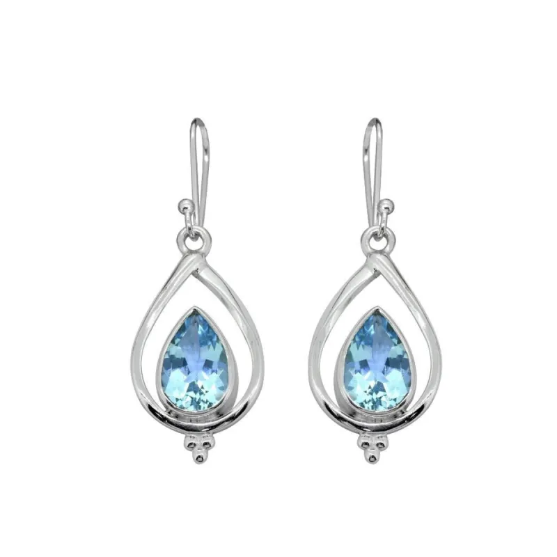YS Gems Sterling Silver Blue Topaz Gemstone Earring - 0.59 x 1.69 sold by Zulily