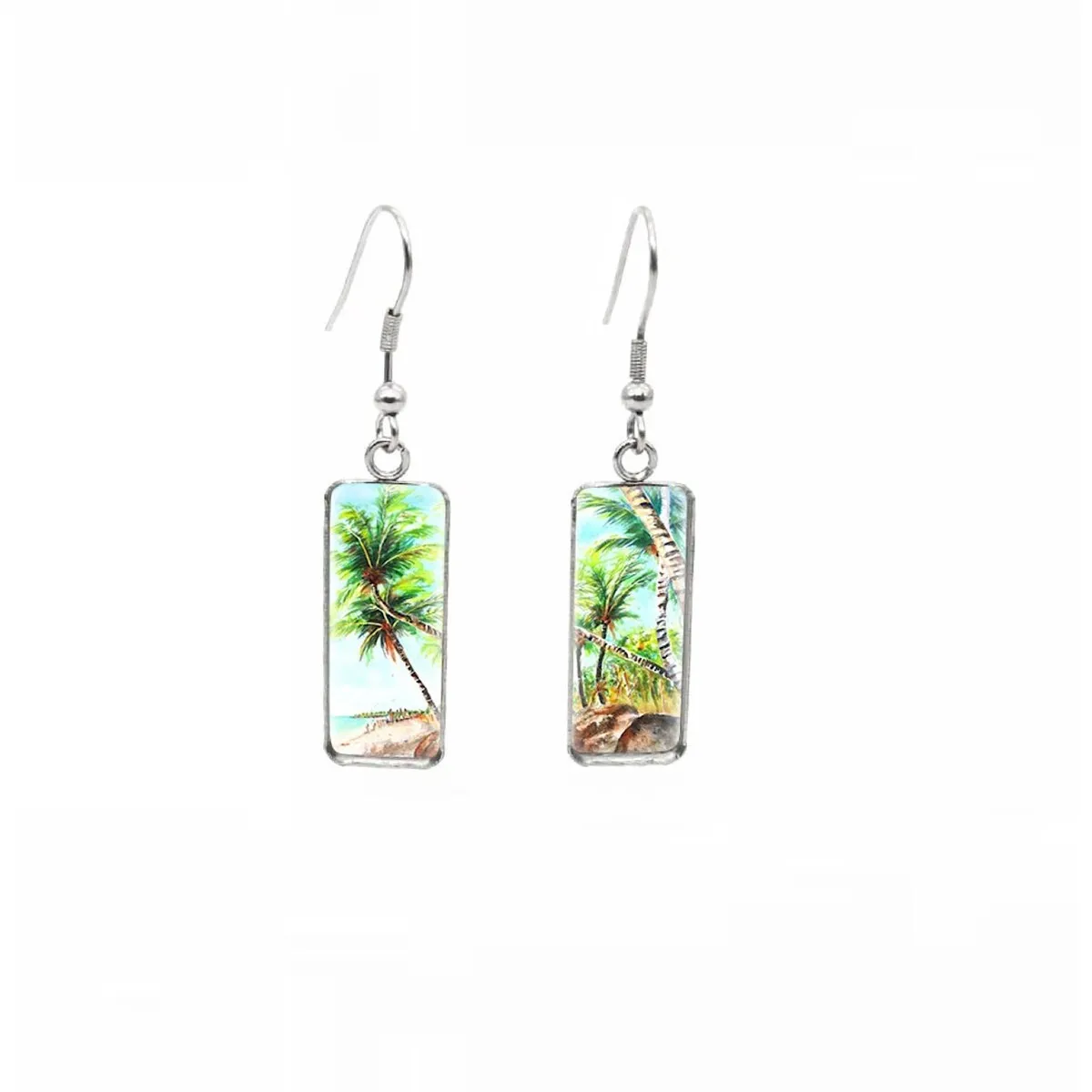 Sunny Skies & Palms Stainless Steel Glass Dome Rectangular Drop Earrings sold by Zulily product image thumbnail 4