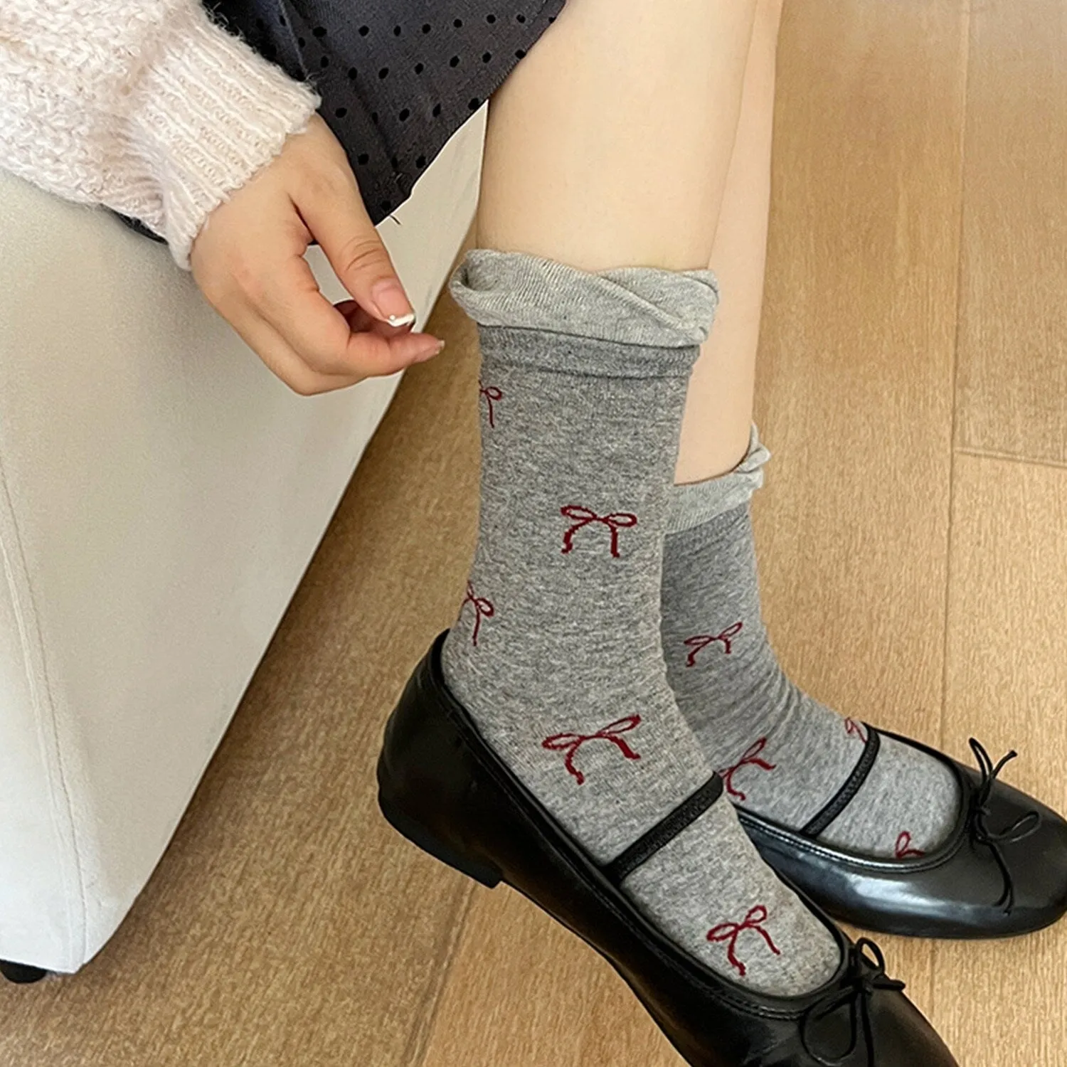 Grey Bow Socks sold by Zulily product image thumbnail 2