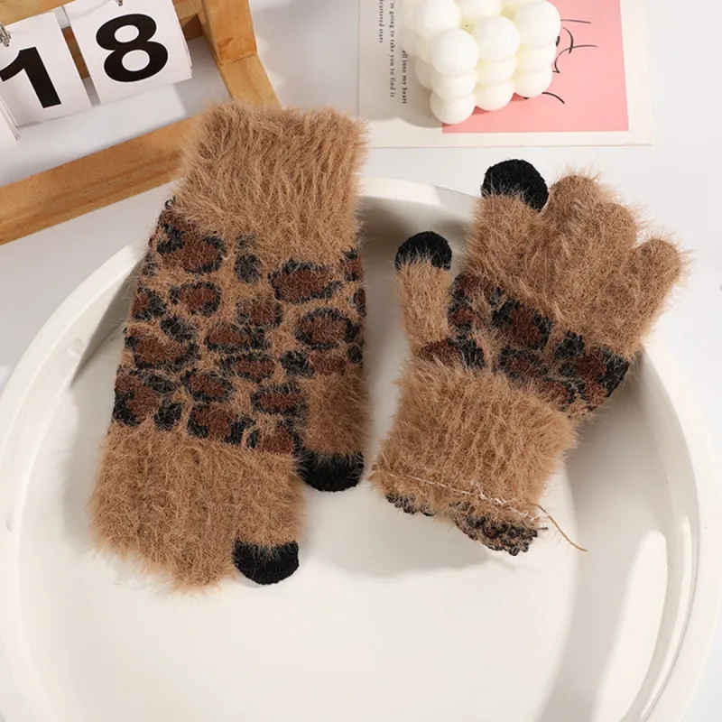 Brown Leopard Plush Gloves sold by Zulily