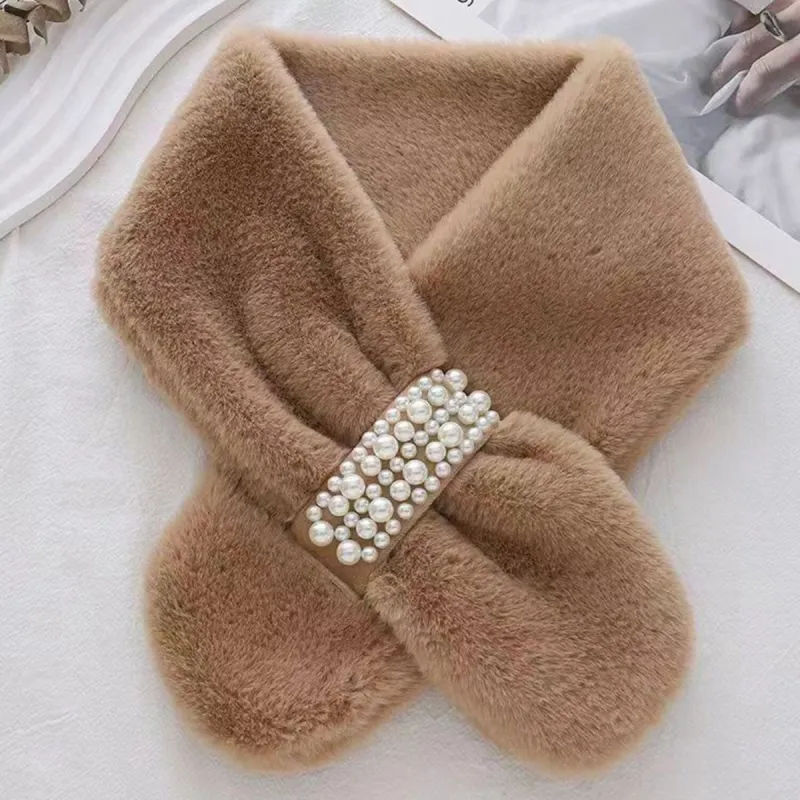 Khaki Plush Cross Pearl Scarf sold by Zulily