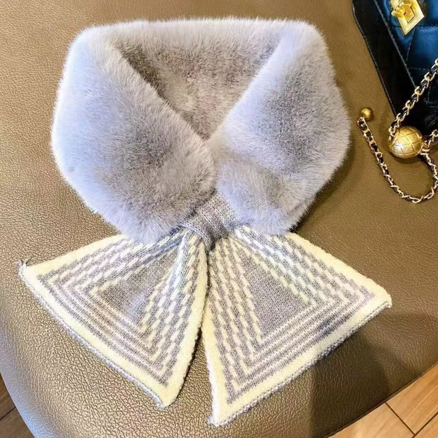 Grey Plush Cross Geometric Scarf sold by Zulily product image thumbnail 3