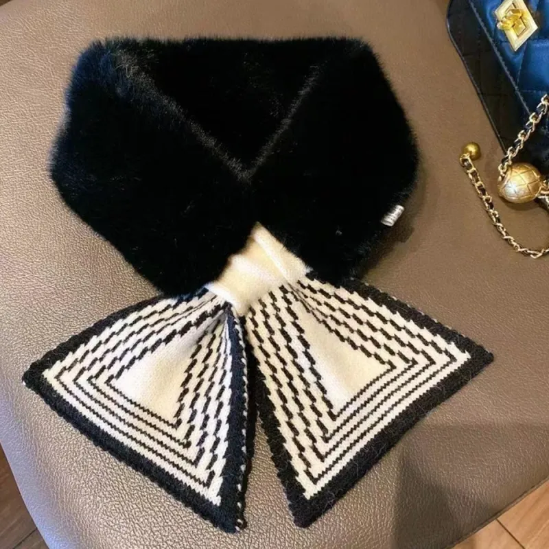 Black Plush Cross Geometric Scarf sold by Zulily