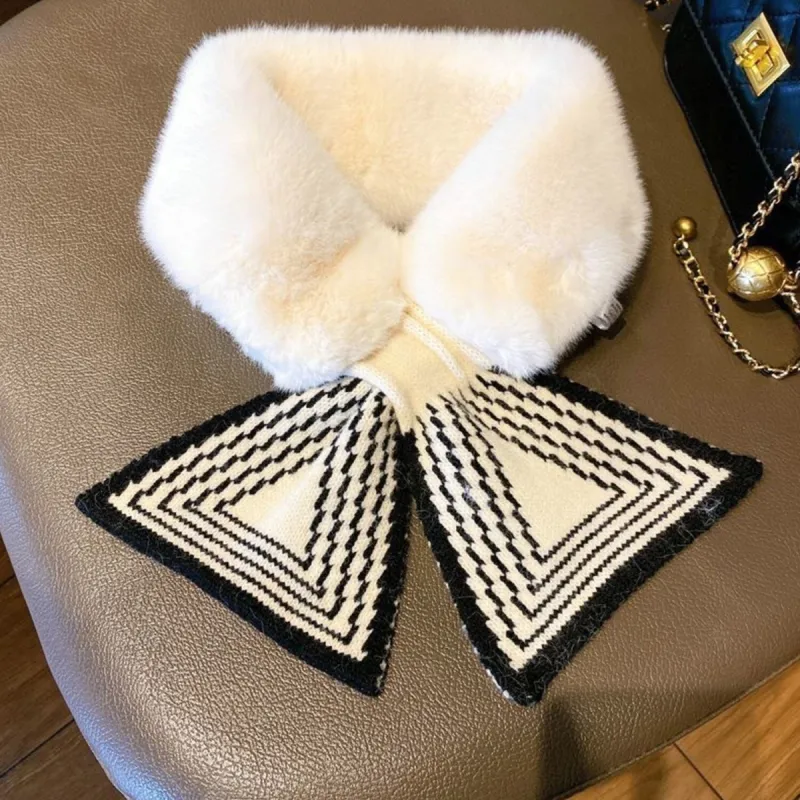White & Black Plush Cross Geometric Scarf sold by Zulily