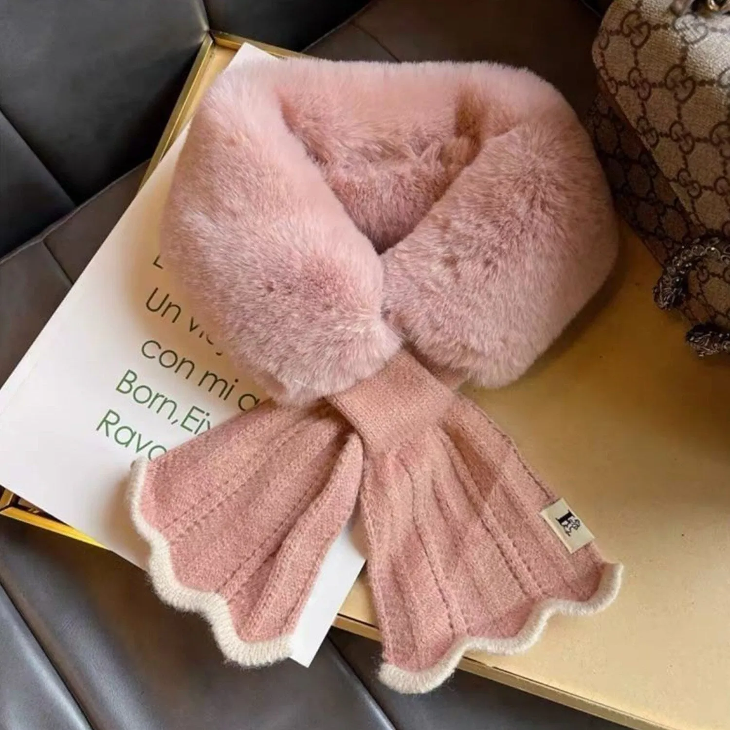 Pink Plush Cross Scarf sold by Zulily