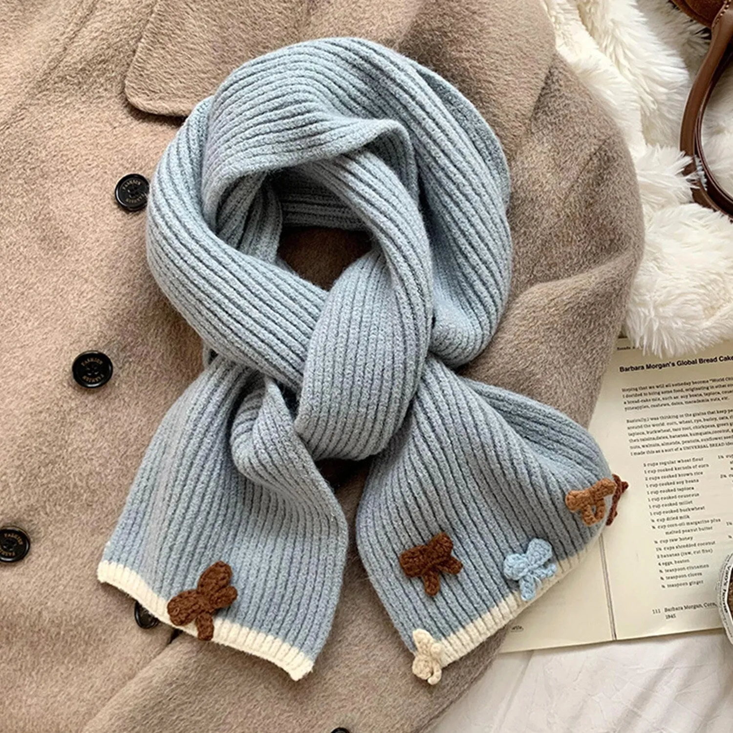 Blue Bow Contrast Color Scarf sold by Zulily product image thumbnail 2