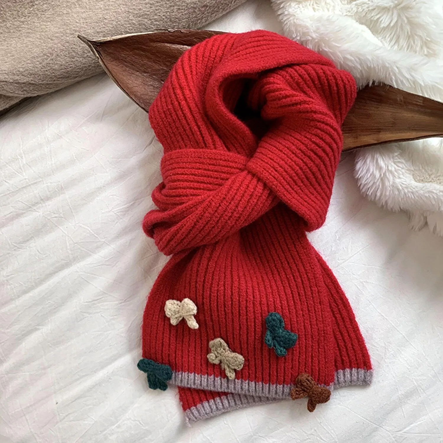 Red Bow Contrast Color Scarf sold by Zulily