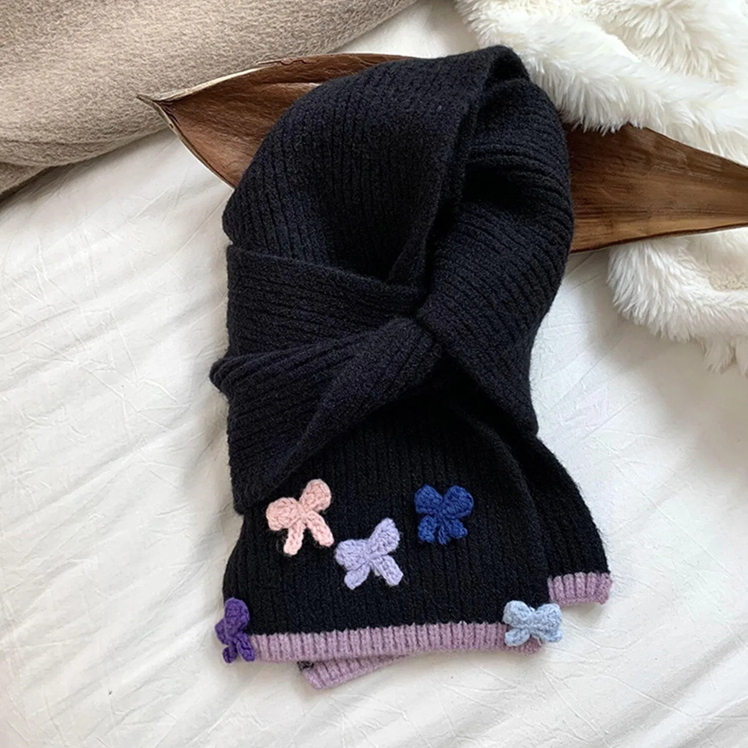 Black Bow Contrast Color Scarf sold by Zulily product image thumbnail 2