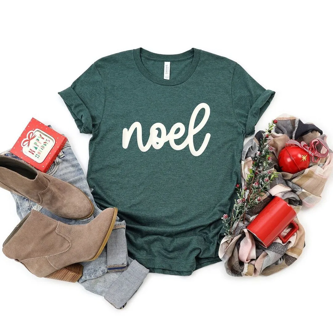 Noel Bold Cursive Puff Print Short Sleeve Tee sold by Zulily product image thumbnail 5