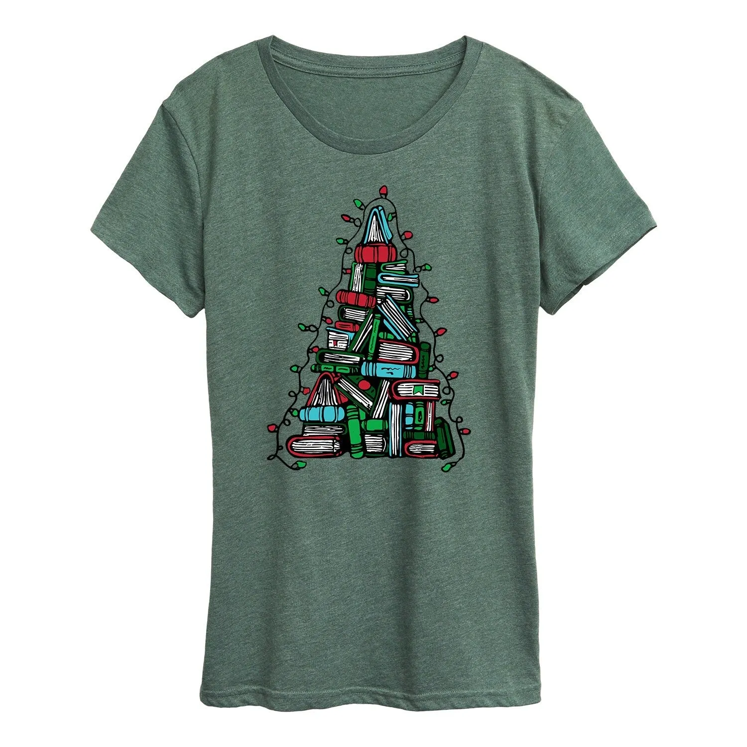 Women's Book Christmas Tree Short Sleeve Tee sold by Zulily