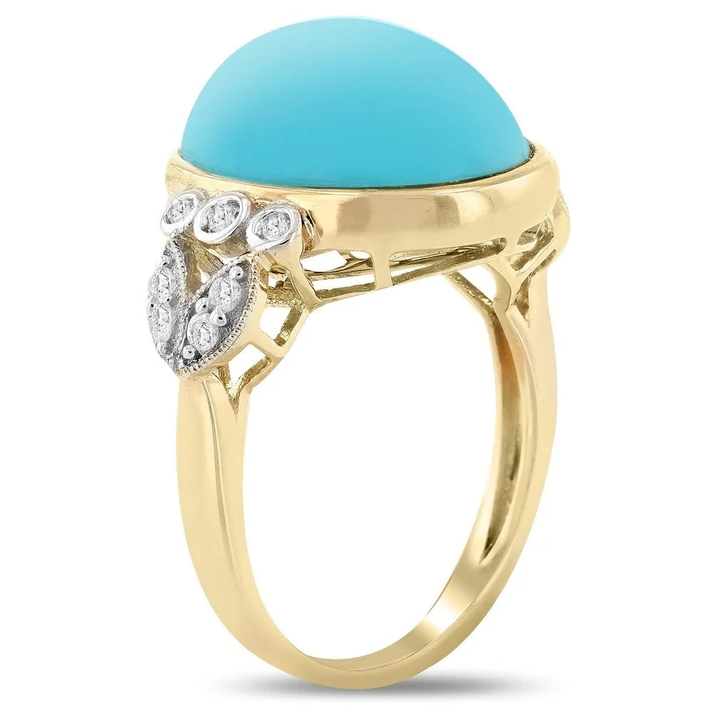 Auriya 14k Yellow Gold 8 1/4ct Turquoise and 1/5ct TDW Diamond Ring sold by Zulily product image thumbnail 3