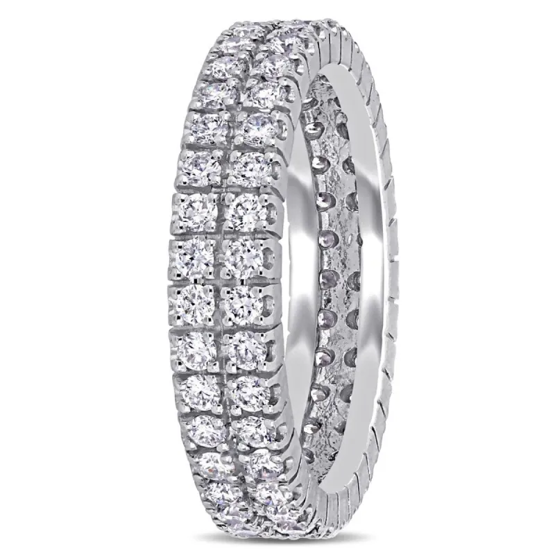 Miadora 14k White Gold 1ct TDW Diamond Double Row Eternity Band sold by Zulily