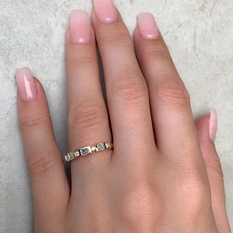 Miadora 10k Yellow Gold 1/5ct TDW Parallel Baguette and Round Diamond Stackable Anniversary Band Ring(G-H, I2-I3) sold by Zulily