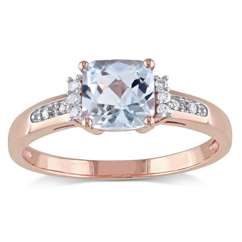 Miadora 10k Rose Gold Aquamarine and Diamond Accent Cocktail Ring sold by Zulily