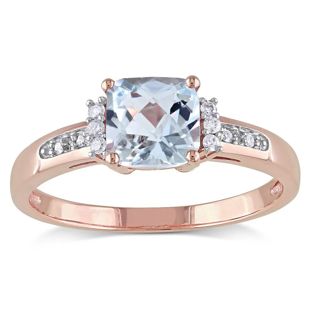Miadora 10k Rose Gold Aquamarine and Diamond Accent Cocktail Ring sold by Zulily