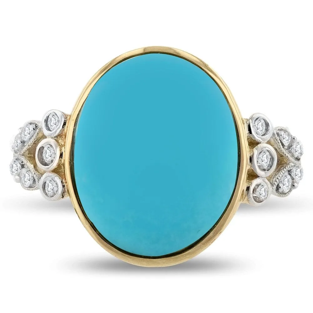 Auriya 14k Yellow Gold 8 1/4ct Turquoise and 1/5ct TDW Diamond Ring sold by Zulily product image thumbnail 2