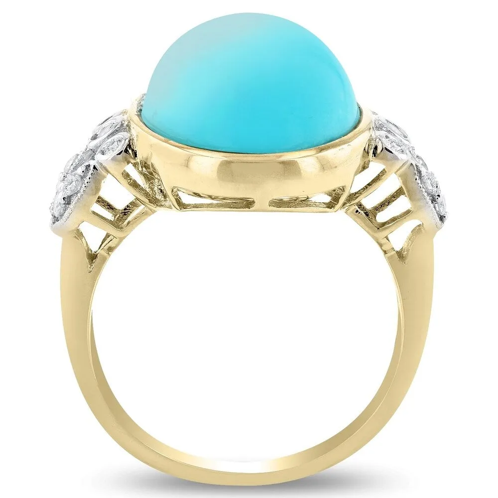 Auriya 14k Yellow Gold 8 1/4ct Turquoise and 1/5ct TDW Diamond Ring sold by Zulily product image thumbnail 4