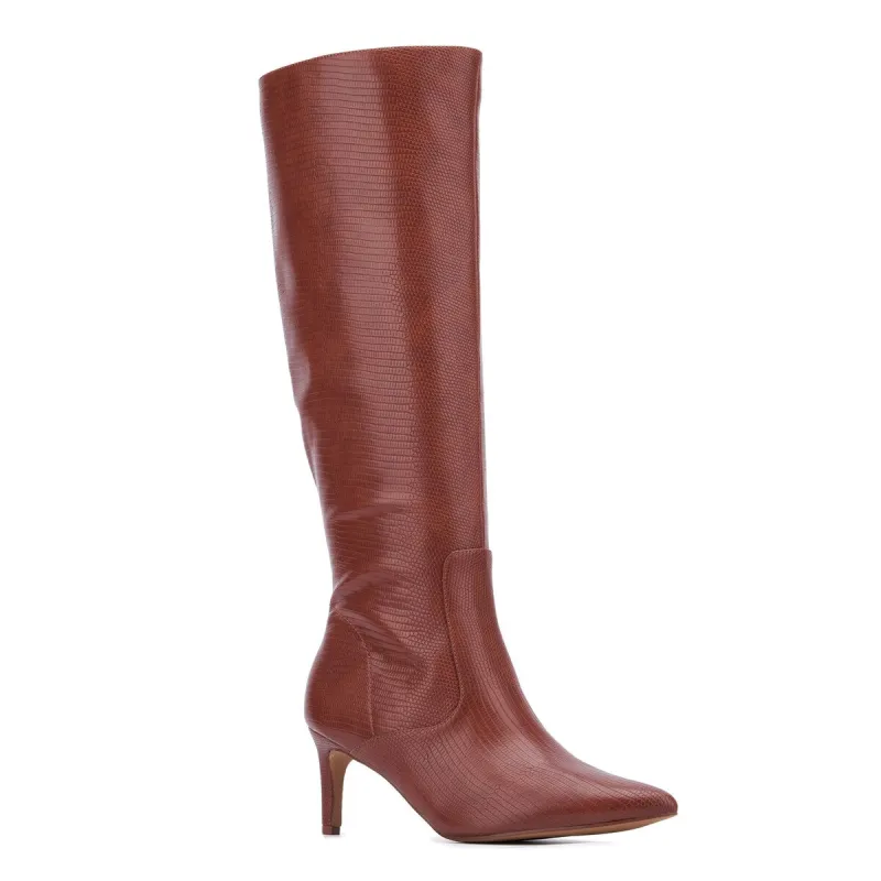 New York & Company Women's Piper- Croc Embossed Kitten Heel Knee-High Boots sold by Zulily