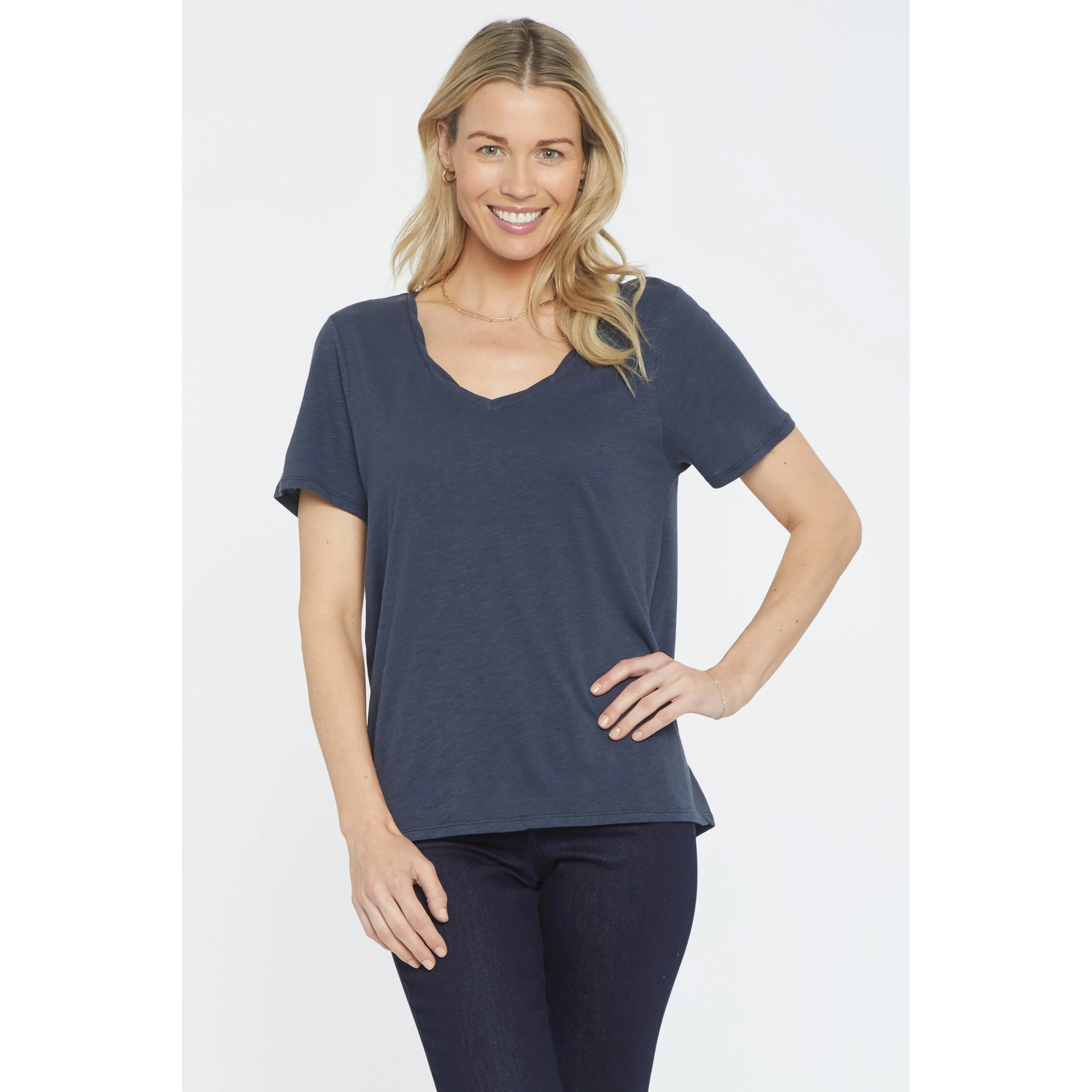 Ladies-Short Sleeve A-Line Twist V-Neck Tee sold by Zulily product image thumbnail 3