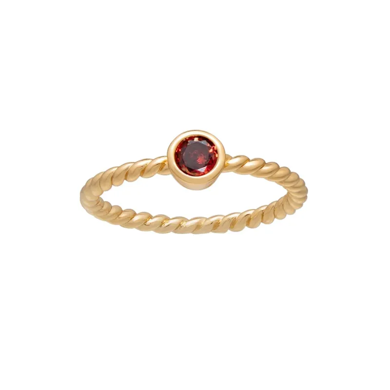 Goldtone Twisted CZ Birthstone Solitaire Ring sold by Zulily