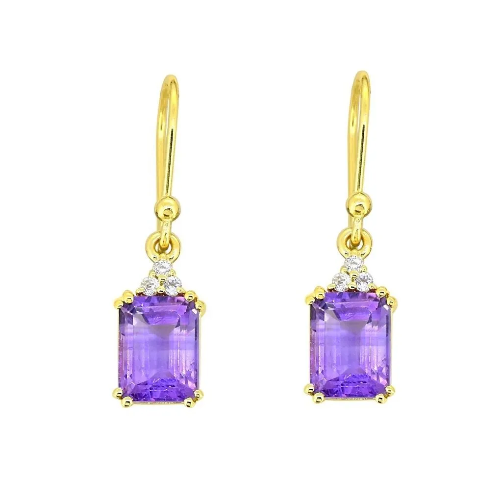 YS Gems Gold Plated Sterling Silver Amethyst Gemstone Dangle Earring - 0.28 x 1.1 sold by Zulily