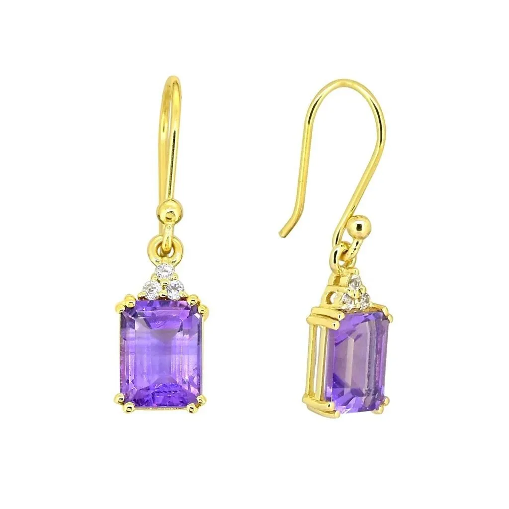 YS Gems Gold Plated Sterling Silver Amethyst Gemstone Dangle Earring - 0.28 x 1.1 sold by Zulily product image thumbnail 4