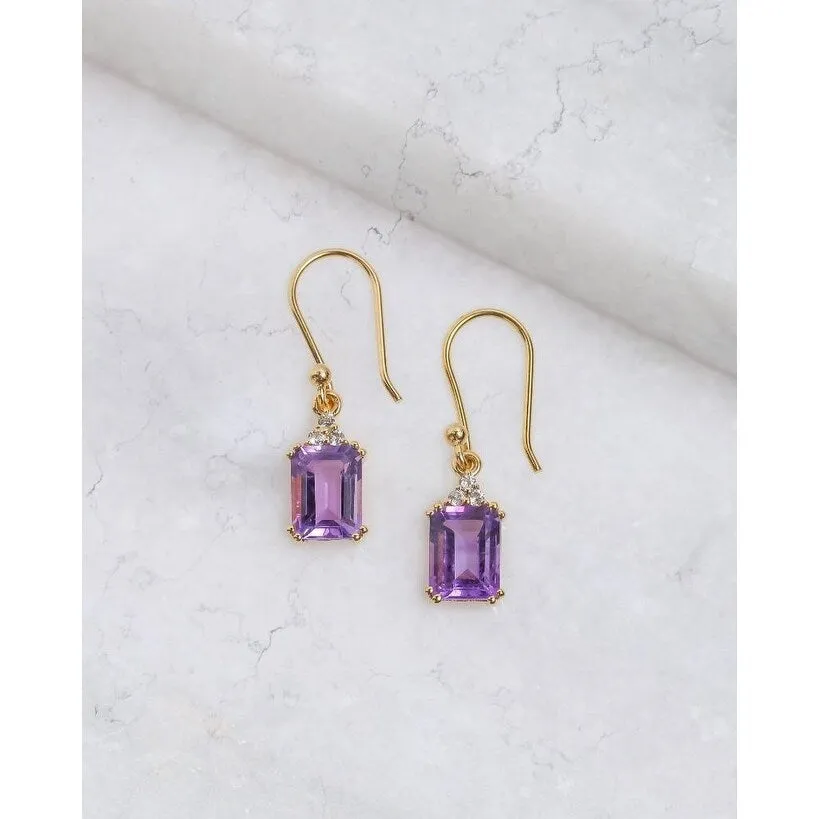 YS Gems Gold Plated Sterling Silver Amethyst Gemstone Dangle Earring - 0.28 x 1.1 sold by Zulily product image thumbnail 2