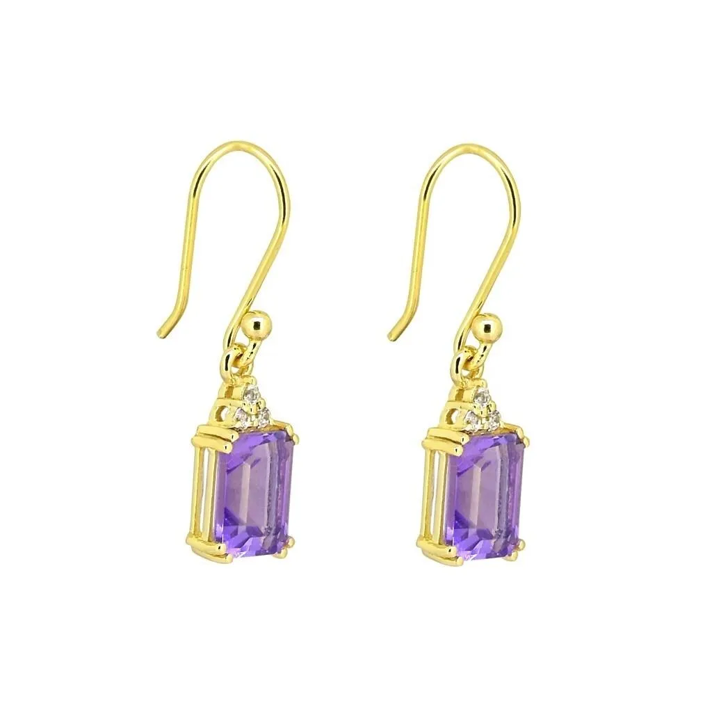 YS Gems Gold Plated Sterling Silver Amethyst Gemstone Dangle Earring - 0.28 x 1.1 sold by Zulily product image thumbnail 3
