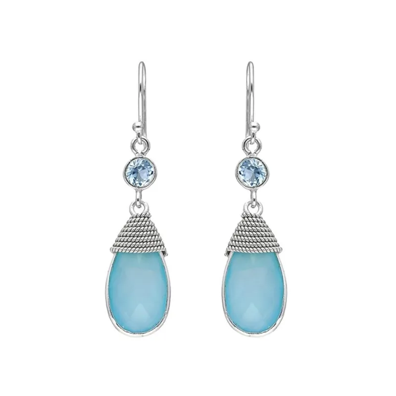 YS Gems Sterling Silver Aqua Chalcedony Gemstone Dangle Earring - 0.43 x 1.85 sold by Zulily
