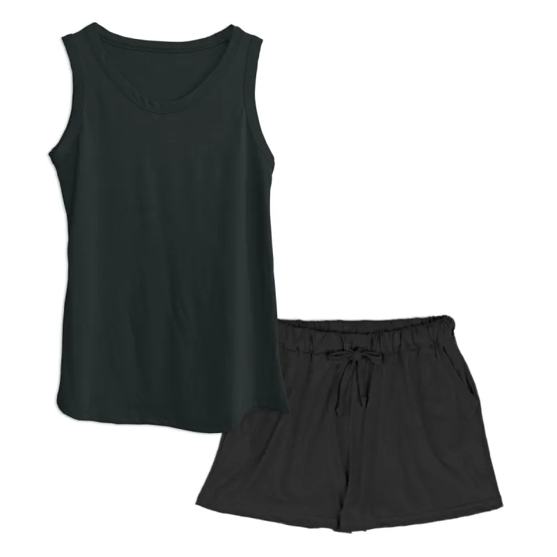 Black 'Mama Needs Coffee' Women's Modal/Cotton Flowy Tank & PJ Shorts Set sold by Zulily