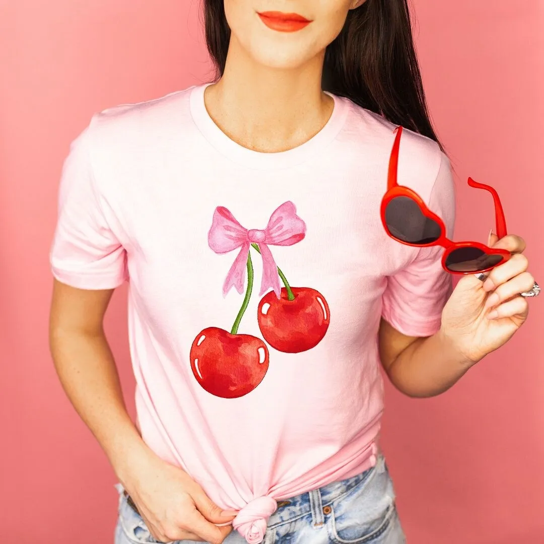 Coquette Cherries Short Sleeve Crewnneck Tee sold by Zulily