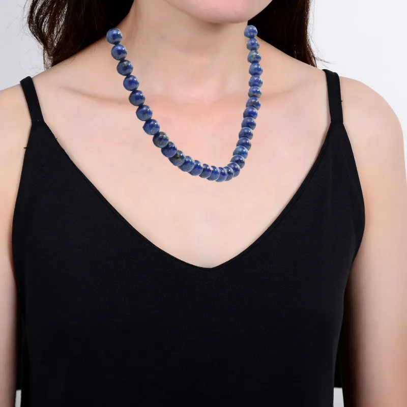 Sterling Silver Lapis Lazuli Beaded Necklace-18 Inch sold by Zulily