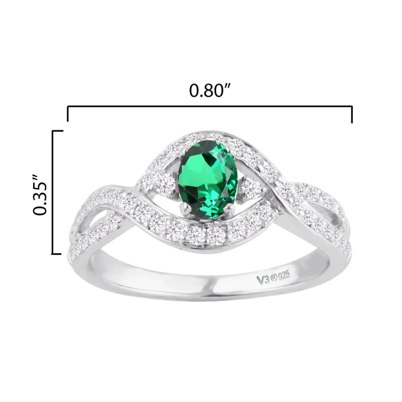 Sterling Silver 0.95CTTW Emerald and White Zircon Engagement Ring sold by Zulily