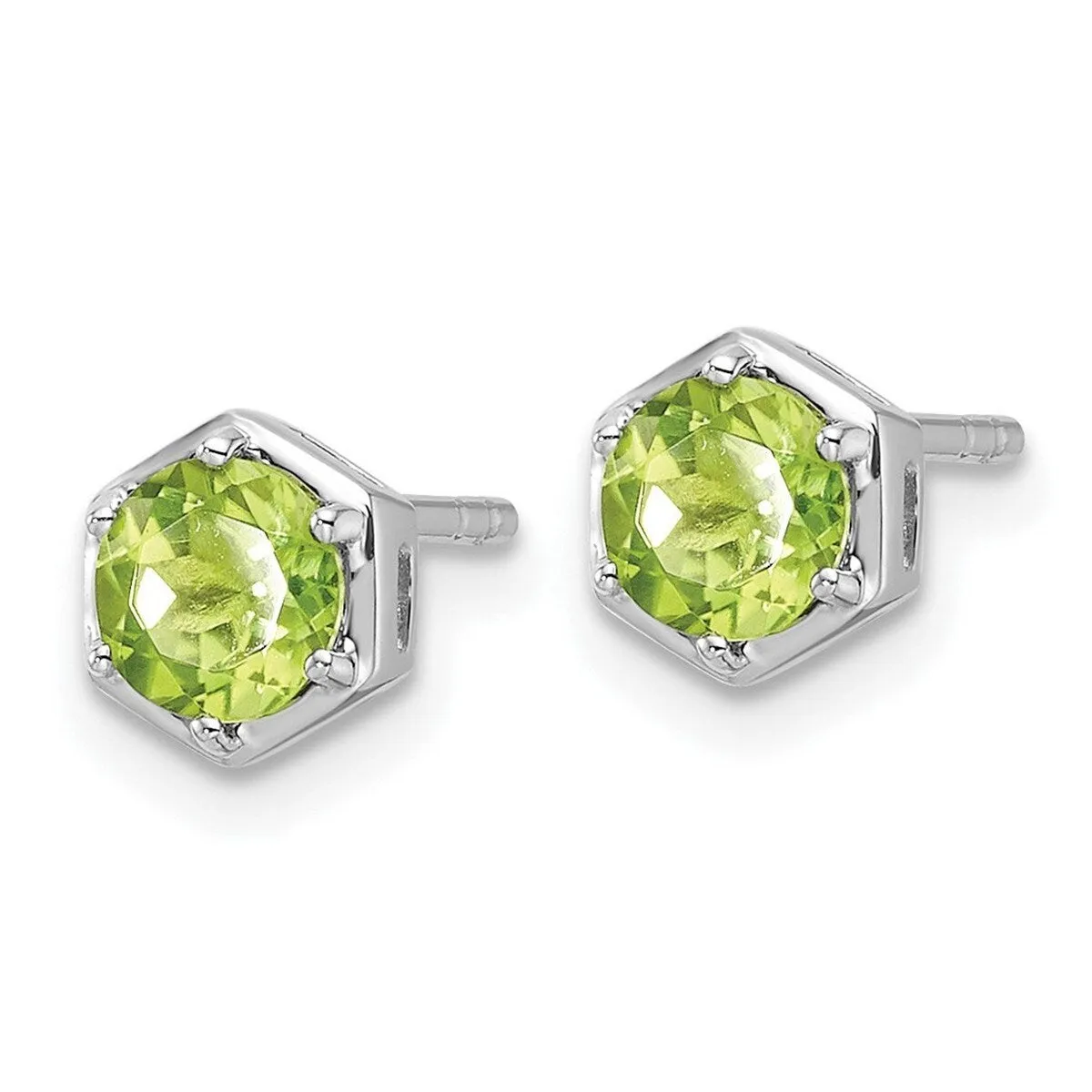 Curata 925 Sterling Silver Rhodium Plated Polished Peridot Post Earrings - 6.8x6.8mm sold by Zulily