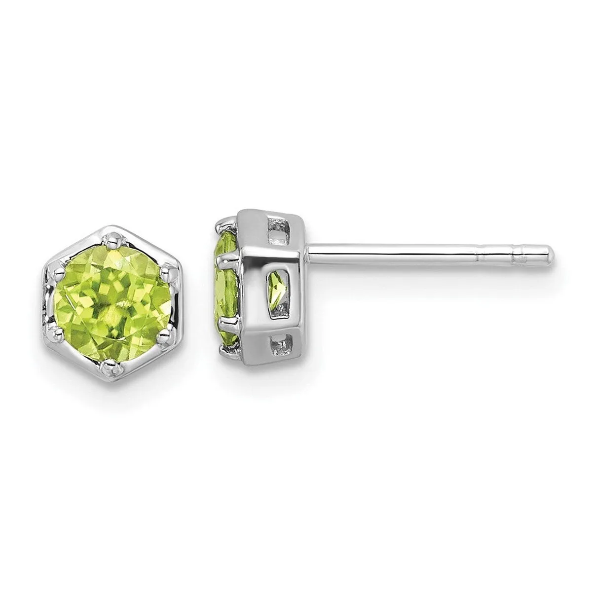 Curata 925 Sterling Silver Rhodium Plated Polished Peridot Post Earrings - 6.8x6.8mm sold by Zulily product image thumbnail 4